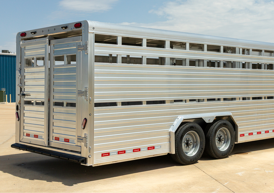 Back end of a cattle trailer
