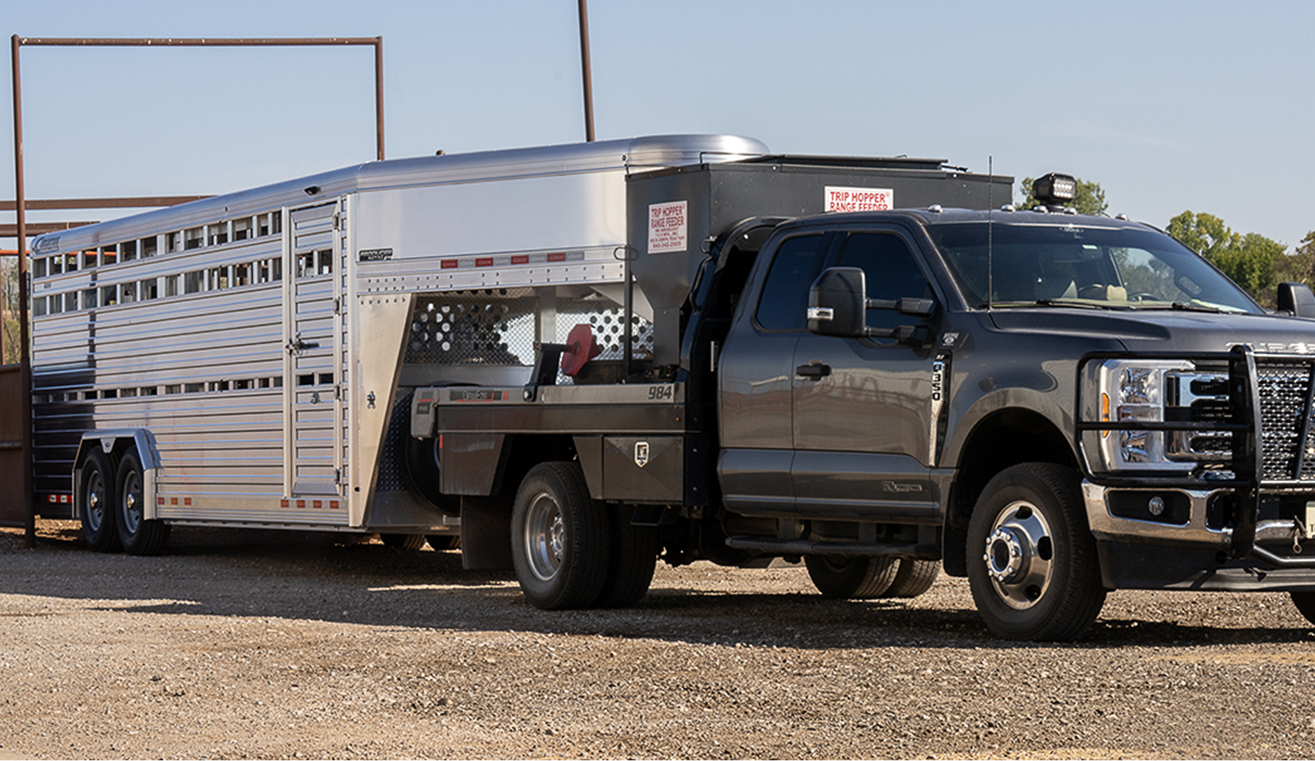 Cattle trailer on a truck