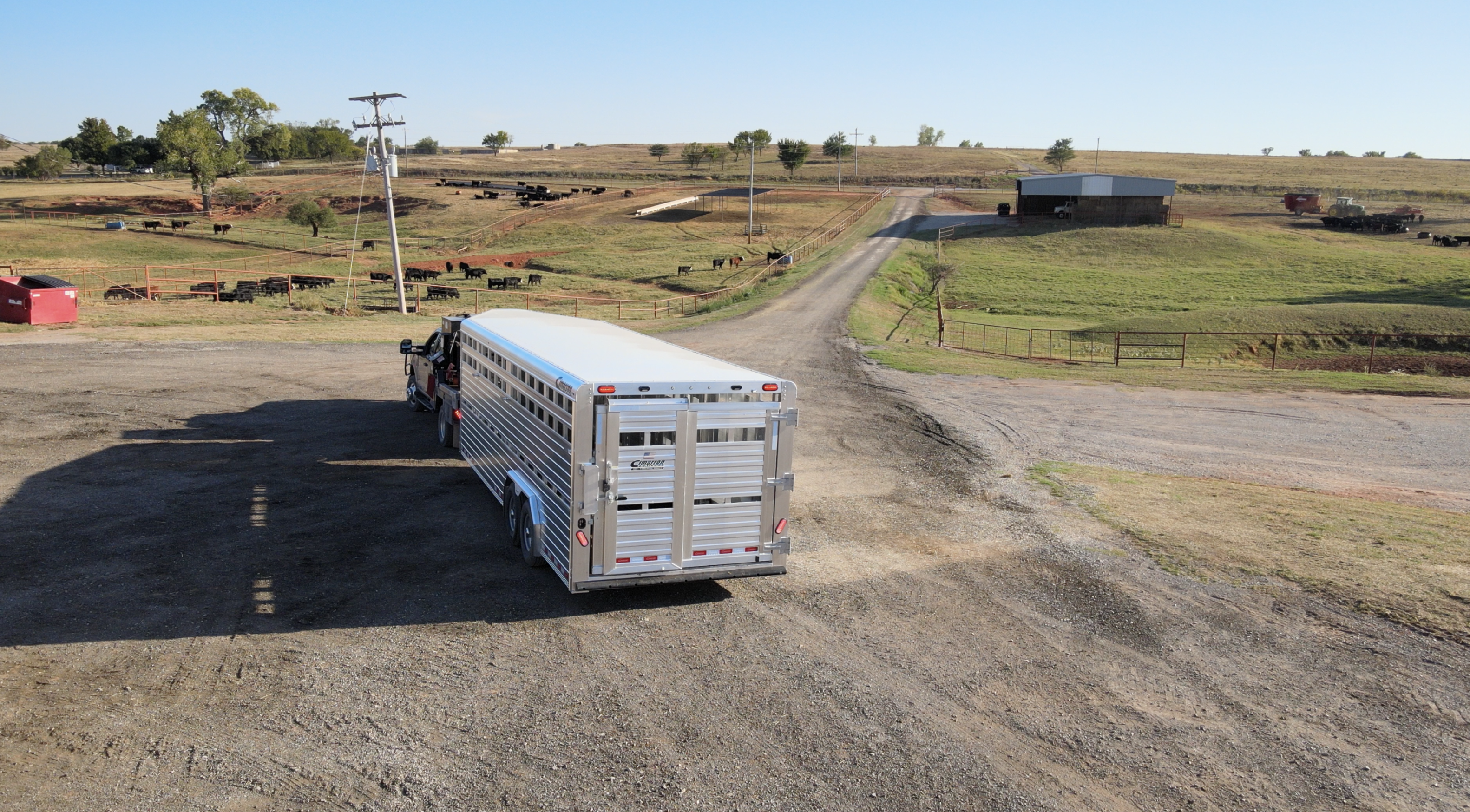 The back of a new cattle trailer